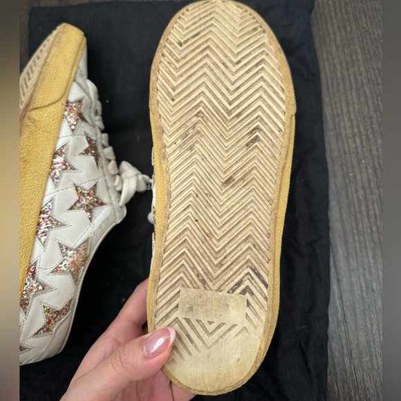 Saint Laurent White Leather Star Embellished Low Top Sneakers - Picture 3 of 6